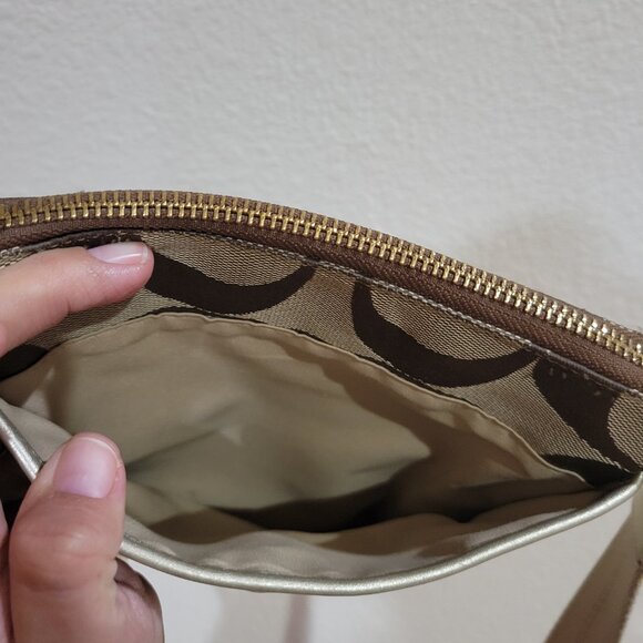EUC Coach Tan and Brown Signature Crossbody Bag - Picture 3 of 15